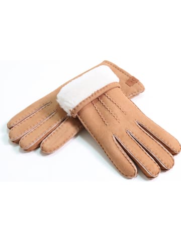 Lammfell-Fingerhandschuhe in Beige