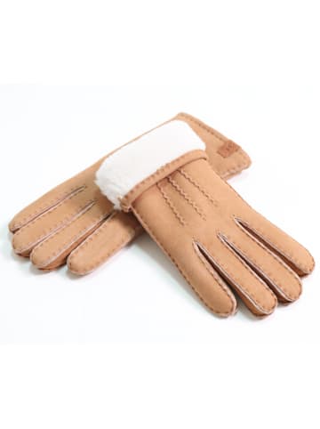 Lammfell-Fingerhandschuhe in Beige