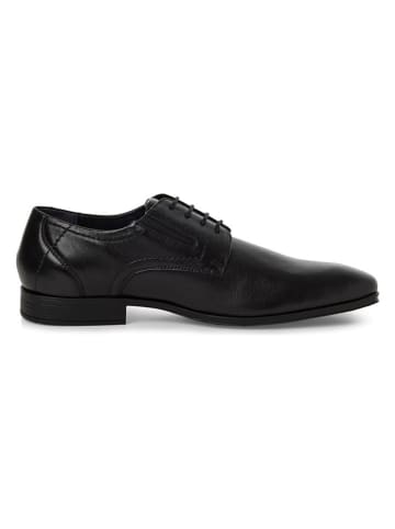 Leder-Schnürschuhe in Schwarz