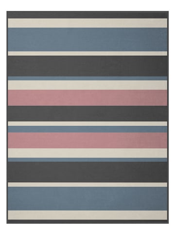 Wohndecke ''Stripe'' in Blau/ Rosa/ Beige - (L)200 x (B)150 cm