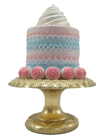 Dekoracja "Cake" w kolorze złoto-turkusowym - wys. 22 x Ø 15 cm
