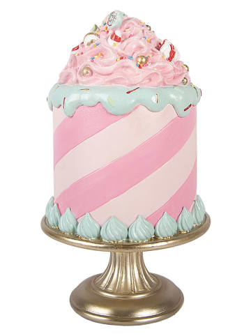 Dekoracja "Cake" w kolorze jasnoróżowo-turkusowym - wys. 29 x Ø 17 cm