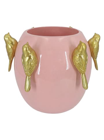 Blumentopf in Rosa/ Gold - (H)17 x Ø 18 cm