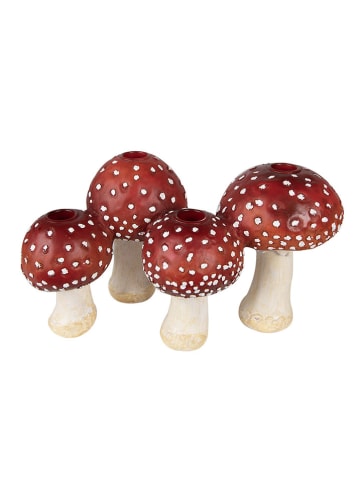 Kaarshouder "Paddestoel" rood/wit - (B)30 x (B)17 x (D)17 cm