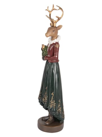 Figurka dekoracyjna "Deer" w kolorze bordowo-zielonym - 9 x 37 x 8 cm