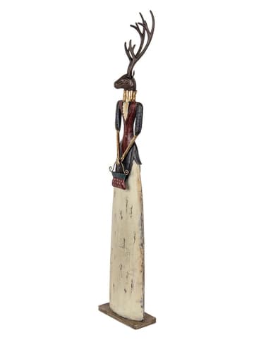 Decoratief figuur "Hirsch" beige/bordeaux - (B)17 x (H)86 x (D)10 cm