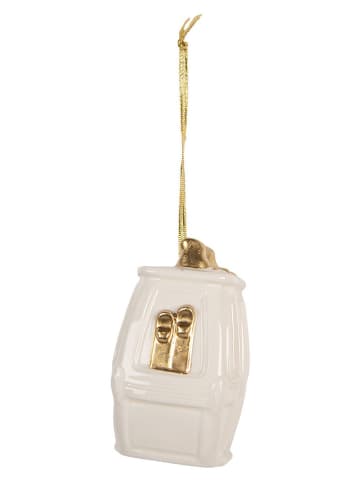 Decohangers "Skilift" wit/goudkleurig - (H)11 cm