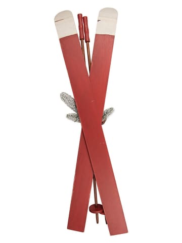 Dekoracja "Ski" w kolorze czerwonym - 25 x 75 x 9 cm