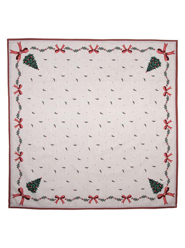 Tischdecke in Beige/ Grün/ Rot - (L)100 x (B)100 cm