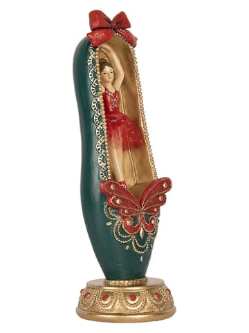 Dekoobjekt "Ballerina in Ballettschuh" in Türkis/ Rot - (B)7 x (H)19 x (T)7 cm