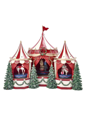 Pozytywka LED "Circus" w kolorze czerwono-zielonym - 37 x 45 x 27 cm