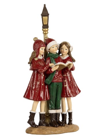 Dekoracja "Christmas Choir" w kolorze czerwono-zielonym - 14 x 28 x 9 cm