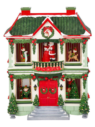 LED-Spieldose "Haus" in Weiß/ Grün/ Rot - (B)37 x (H)47 x (T)17 cm