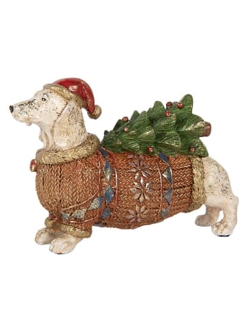 Dekoobjekt "Hund" in Hellbraun/ Grün - (B)21 x (H)14 x (T)6 cm