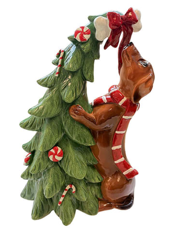 Dekoracja "Christmas tree" w kolorze zielono-jasnobrązowym - 23 x 32 x 16 cm