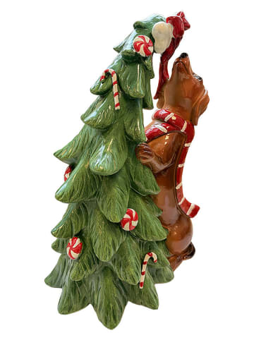 Dekoracja "Christmas tree" w kolorze zielono-jasnobrązowym - 23 x 32 x 16 cm