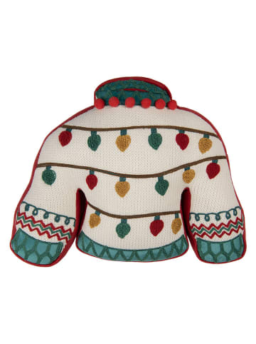 Kussen crème/groen - (L)40 x (B)30 cm