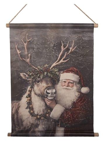 Wandkarte "Weihnachtsmann" in Grau/ Rot - (B)55 x (H)75 cm