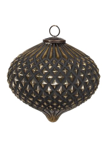 Kerstbal zwart/goudkleurig - (L)13 x  Ø 10 cm