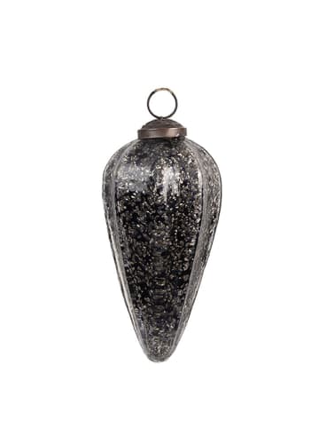 Kerstbal zwart/goudkleurig - (H)13 x  Ø 6 cm