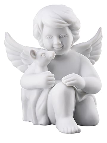 Dekofigur "Engel mit Bambi" in Weiß - (B)5 x (H)6 x (T)5 cm