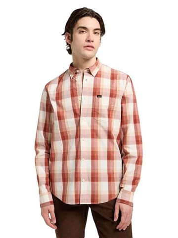 Hemd - Regular fit - in Creme/ Rot