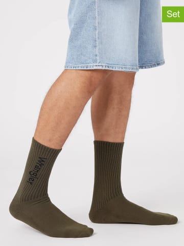 2-delige set: sokken kaki/grijs