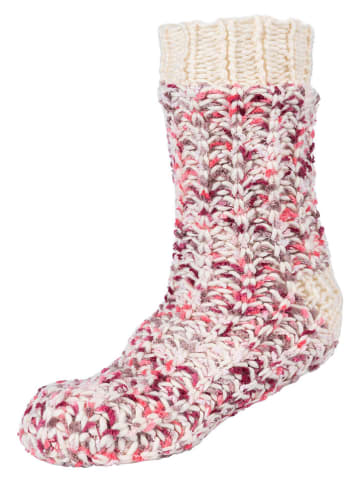 ABS-Socken in Creme/ Pink/ Lila