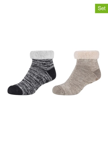 2er-Set: Socken in Schwarz/ Beige