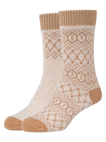 4er-Set: Socken in Camel/ Creme