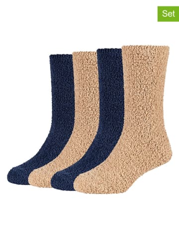 4er-Set: Socken in Beige/ Dunkelblau