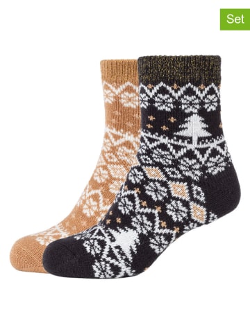 2er-Set: Socken in Camel/ Schwarz