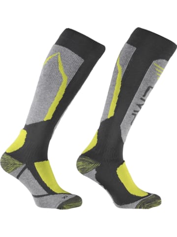 Ski-/ Snowboardsocken in Grau/ Gelb