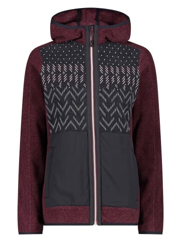 Fleecejacke in Bordeaux/ Schwarz