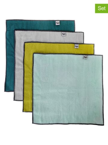 4-delige set: reinigingsdoeken grijs/groen/mintgroen - (L)32 x (B)32 cm
