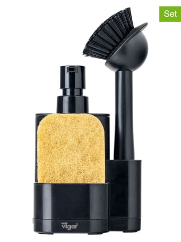 3-delige set: afwasorganizer zwart - (B)12 x (H)24,5 x (D)10 cm