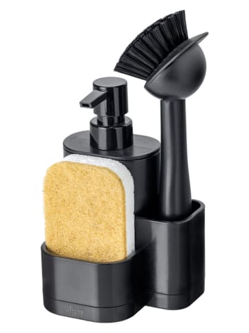 3-delige set: afwasorganizer zwart - (B)12 x (H)24,5 x (D)10 cm