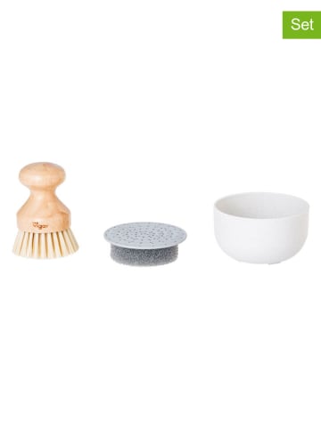 2-częściowy zestaw w kolorze biało-beżowym - wys. 12 cm