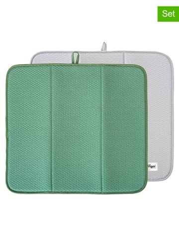 2er-Set: Geschirr-Abtropfmatten "Rengø" in Grün/ Grau - (L)45 cm