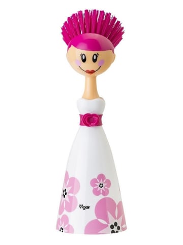 Afwasborstel "Doll" roze/wit - (H)24,5 cm