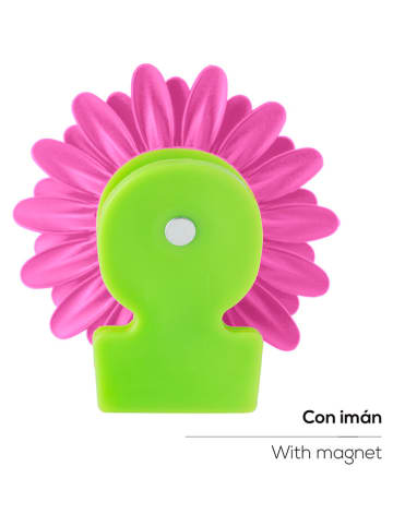 3er-Set: Magnetchlips "Flower power" in Pink - (H)8 cm