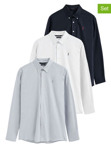 Koszule (3 szt.) - Slim fit - w kolorze granatowym, błękitnym i białym
