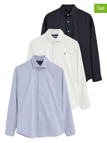 3er-Set: Hemden - Slim fit - in Weiß/ Schwarz/ Hellblau