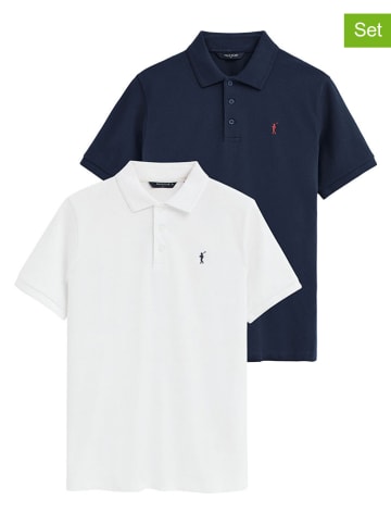 Koszulki polo (2 szt.) w kolorze granatowym i białym