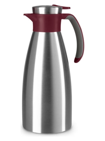 Dzbanek termiczny "Soft Grip" w kolorze srebrno-bordowym - 1,5 l