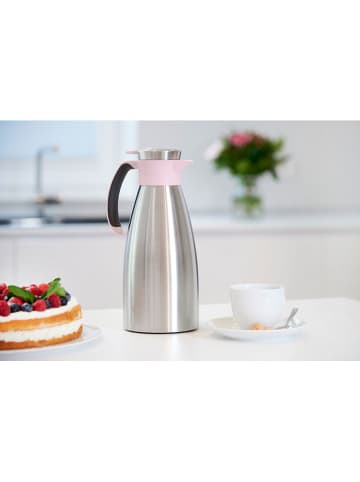 Dzbanek termiczny "Soft Grip" w kolorze srebrno-jasnoróżowym - 1,5 l