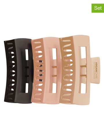 3er-Set: Haarspangen in Beige/ Rosa/ Schwarz
