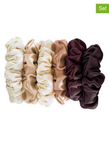 10er-Set: Satin-Haargummis in Braun/ Hellbraun/ Beige