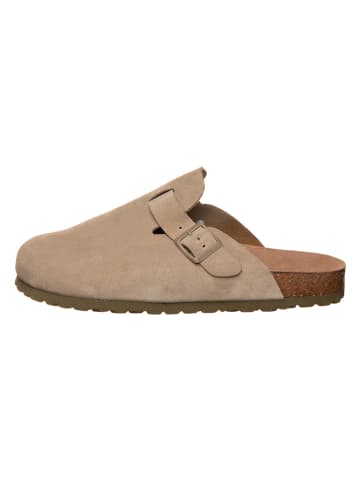 Leder-Clogs in Beige
