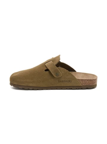 Skórzane chodaki w kolorze khaki